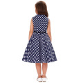 Grace Karin Kinder Holly &#39;Vintage 50&#39;s Kleid Mädchen Retro Vintage Sleeveless Revers Kragen Navy Polka Dots Kleid CL009000-2